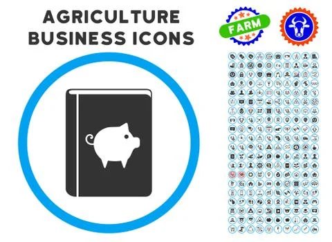 Pig Handbook Rounded Icon with Set Illustrazione stock