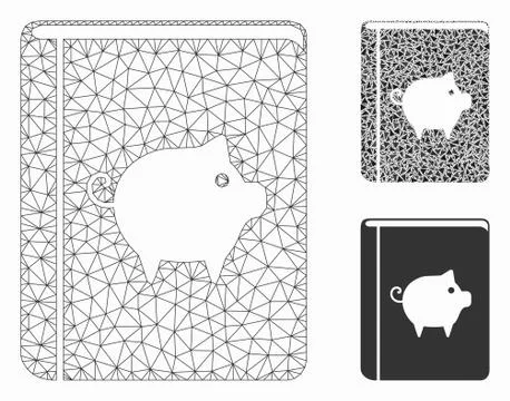 Pig Handbook Vector Mesh 2D Model and Triangle Mosaic Icon Stock Illustration