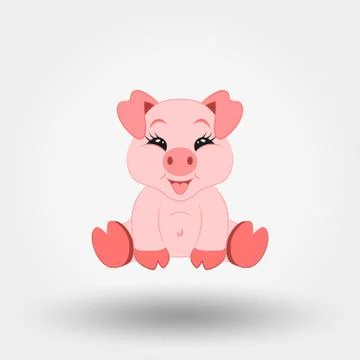 Pig. Happy. Icon. Vector illustration. Flat design Stock Illustration