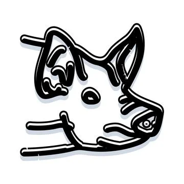 Pig head black doodle drawing illustration design Stock Illustration
