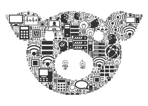 Pig Head Collage Icon for BigData and Computing Ilustração Stock