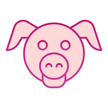Pig head flat icon. Minimal pig face symbol, domestic farm hog. Animals vector Stock Illustration