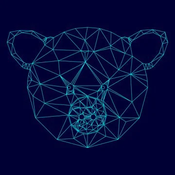 Pig head low poly triangulation triangulated polygonal electric cyan blue vib Stock Illustration