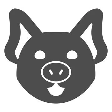 Pig head solid icon, domestic animals concept, Piggy sign on white background 스톡 일러스트