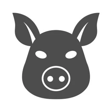 Pig head solid icon, Farm animals concept, pork sign on white background, Pig Stock Illustration