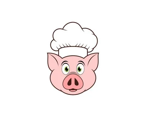 Pig head using chef hat illustration logo Stock Illustration
