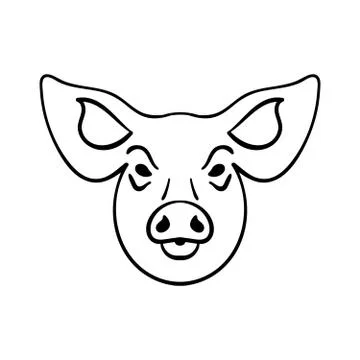 Pig head on white background Stock Illustration