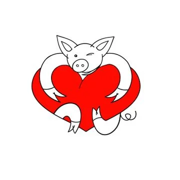 Pig with heart. Vector Illustration. Stock Illustration