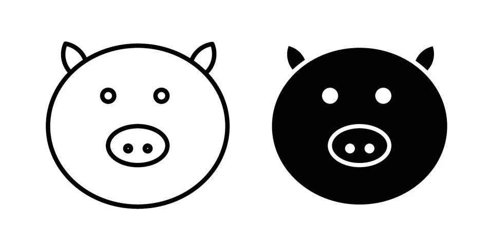 Pig icon bundle for website design projects Stock Illustration
