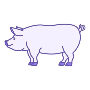 Pig Icon Colored. Vector Illustration. Artiodactyl Mammal. Agriculture, Far.. Stock Illustration