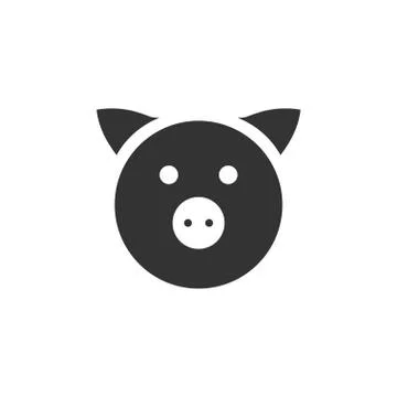 Pig icon flat Stock Illustration