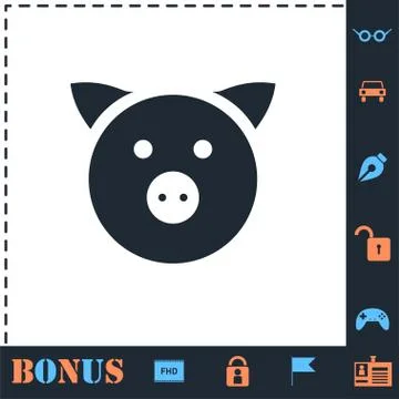 Pig icon flat Illustrazione stock