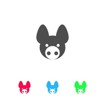 Pig icon flat Stock Illustration
