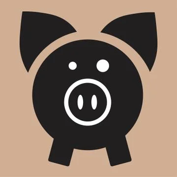 Pig icon in flat style. Stock Illustration