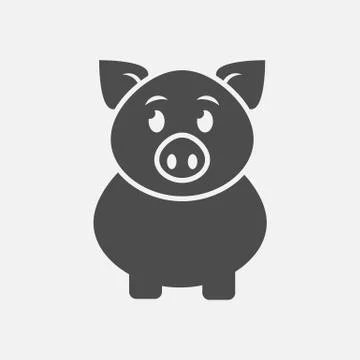 Pig icon isolated on white background. Vector illustration. Illustrazione stock
