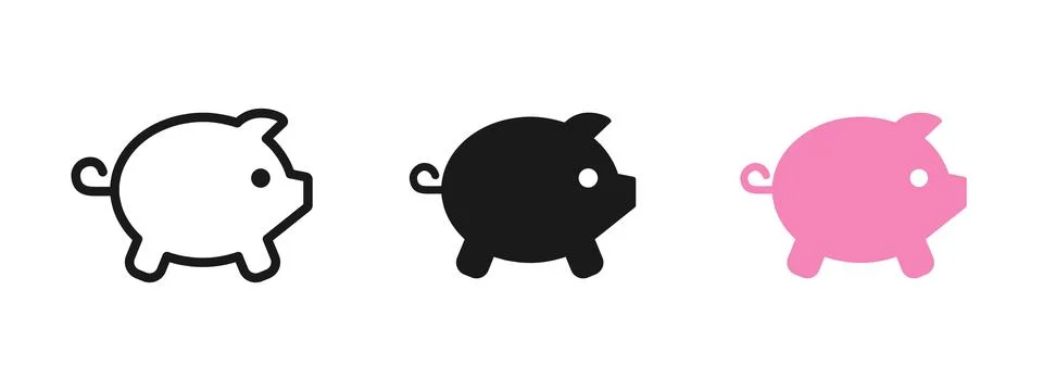 Pig icon in simple flat style. Minimal animal pictogram isolated on white b.. Stock Illustration