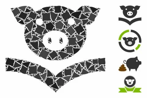 Pig knowledge Composition Icon of Inequal Pieces 스톡 일러스트