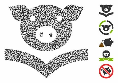 Pig knowledge Composition Icon of Raggy Items Stock Illustration