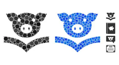 Pig Knowledge Mosaic Icon of Circles Stock Illustration