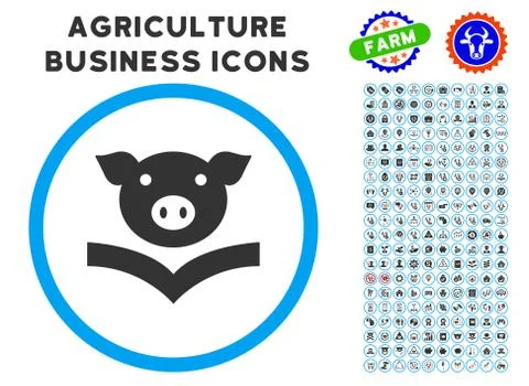 Pig Knowledge Rounded Icon with Set イラスト素材
