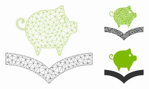 Pig Knowledge Vector Mesh Network Model and Triangle Mosaic Icon Stock Illustration