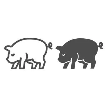 Pig line and solid icon, farm garden concept, Pork sign on white background, pig イラスト素材