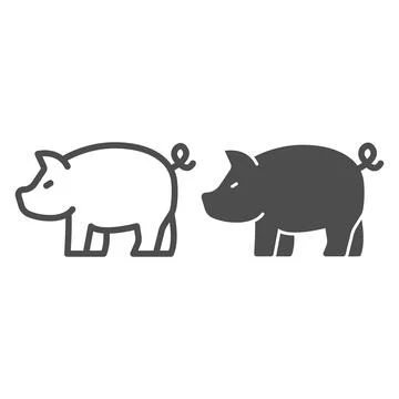Pig line and solid icon, worldwildlife concept, swine vector sign on white Illustrazione stock