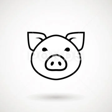 Pig line icon. logo Piglet face with smile in outline style. Icon of Cartoon Stock Illustration