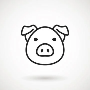Pig line icon. logo Piglet face in outline style. Icon of Cartoon pig head. C Stock Illustration