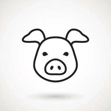 Pig line icon. logo Piglet face in outline style. Icon of Cartoon pig head. C Stock Illustration