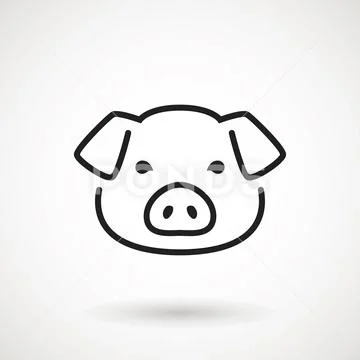 Pig line icon. logo Piglet face in outline style. Icon of Cartoon pig head. C Stock Illustration