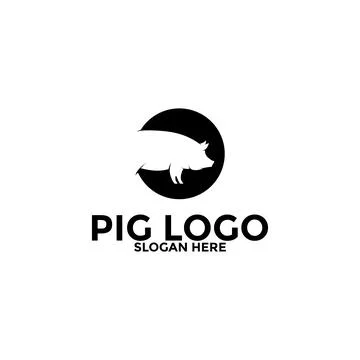 Pig logo icon design template vector,Pork Pig logo design Stock Illustration