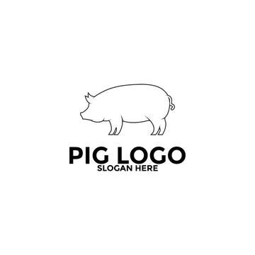 Pig logo icon design template vector,Pork Pig line art logo design 스톡 일러스트