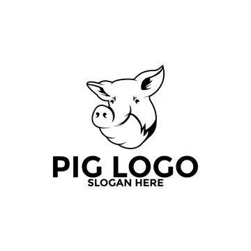 Pig logo icon design template vector,Pork Pig line art logo design Stock Illustration