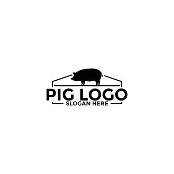 Pig logo icon design template vector,Pork Pig logo design Stock Illustration