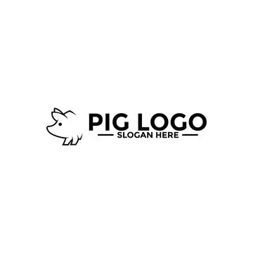 Pig logo icon design template vector,Pork Pig line art logo design Иллюстрация