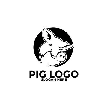 Pig logo icon design template vector,Pork Pig logo design 스톡 일러스트