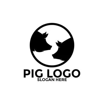 Pig logo icon design template vector,Pork Pig logo design Stock Illustration
