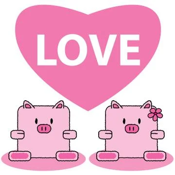 Pig in love Stock Illustration