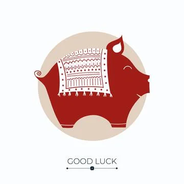 Pig lucky charm Stock Illustration