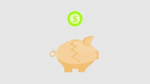 Pig money box icon loop animation with alpha channel, transparent background, Stock Footage 210645116