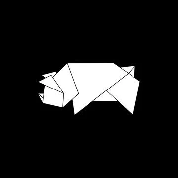 Pig or Pork Shape Inspired by Origami Form Illustrazione stock