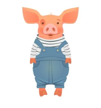 Pig in overalls Stock Illustration