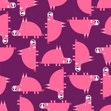 Pig pattern seamless. Cute hog  background. Baby fabric texture Stock Illustration