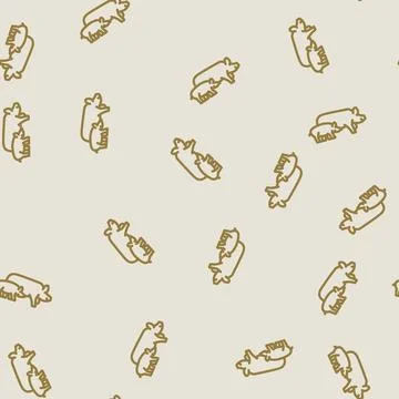 Pig piglets farm line vector seamless pattern Stock Illustration