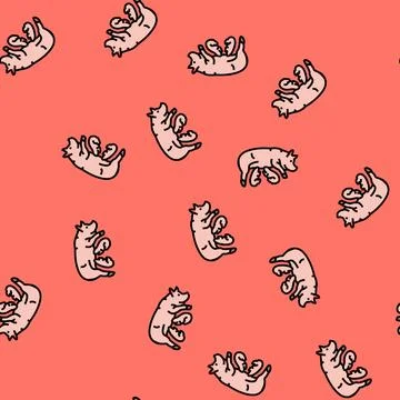 Pig piglets farm vector seamless pattern Stock Illustration