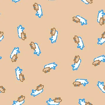 Pig piglets farm vector seamless pattern Stock Illustration