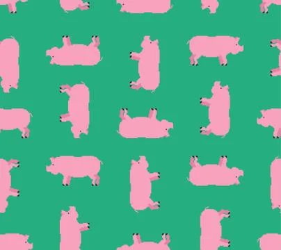 Pig Pixel art pattern seamless. Piglet hog ornament 8 bit. Swine Farm animal  Stock Illustration