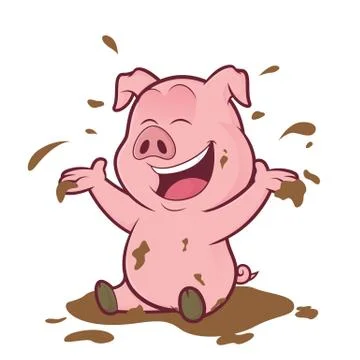 Pig playing in the mud Stock Illustration