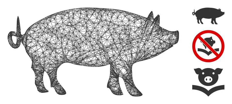 Pig Polygonal Web Vector Mesh Illustration Stock Illustration